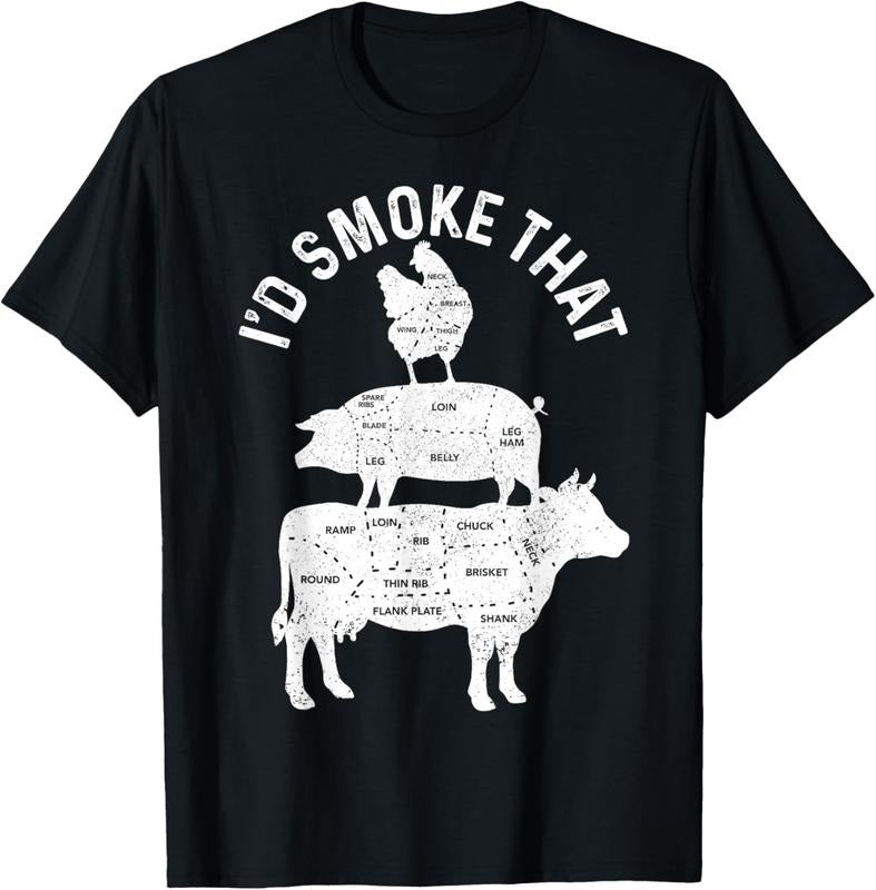 100% Cotton Chef Butcher BBQ I'd Smoke That Pork Beef Funny Father's Day T-Shirtstyle{n002}2 T-Shirts, Hoodie, Sweatshirt