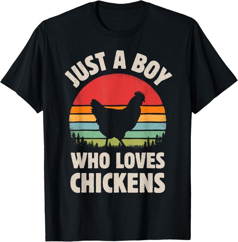 100% Cotton Chicken Just Boy Who Loves Retro Farm Animal Farmer Sunset T-Shirts, Hoodie, Sweatshirt