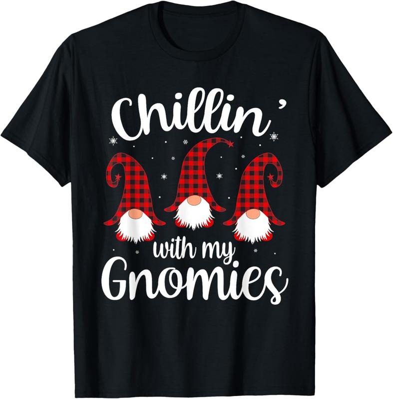 100% Cotton Chillin' My Gnomies Buffalo Red Plaid Gnome T-Shirts, Hoodie, Sweatshirt