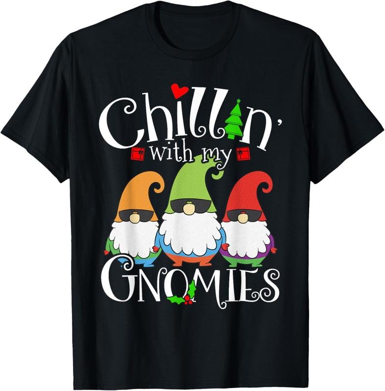 100% Cotton Chillin With My Gnomies, Christmas Gnomes Wearing Glasses T-Shirt Hoodie Sweatshirt | PrintMintTees.com