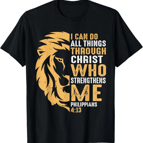 100% Cotton Christian I Can Do All Things Through Christ Lion Faith T-Shirt Hoodie, Sweatshirt | PrintMintTees.com