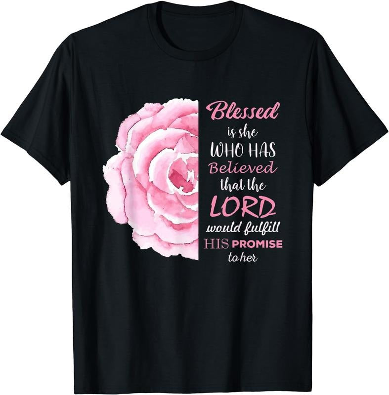 [100% Cotton]Christian Shirts For Women Blessed Is She Bible Verses T-Shirt Hoodie Sweatshirt | PrintMintTees.com