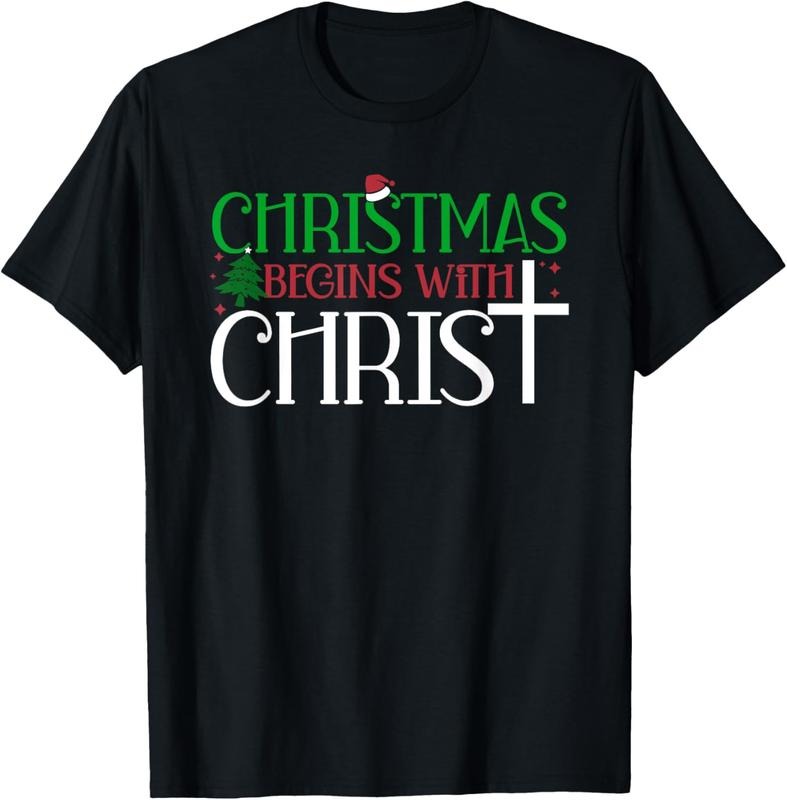 100% Cotton Christmas Begins With Christ Jesus Christian Faith Holidays T-Shirt Hoodie, Sweatshirt | PrintMintTees.com