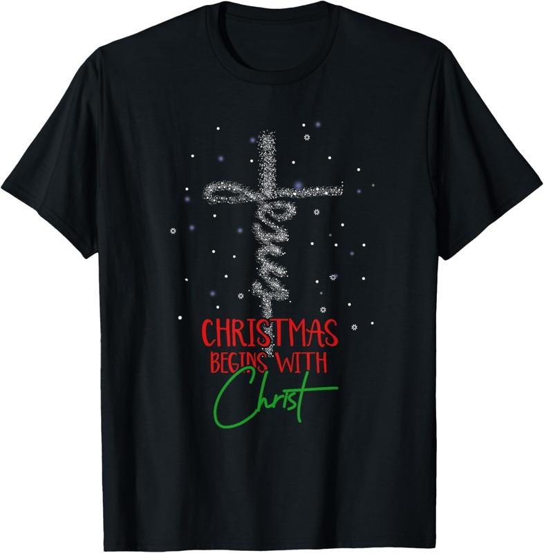 100% Cotton Christmas Begins With Christ Snowman Christian Religious T-Shirt Hoodie Sweatshirt | PrintMintTees.com