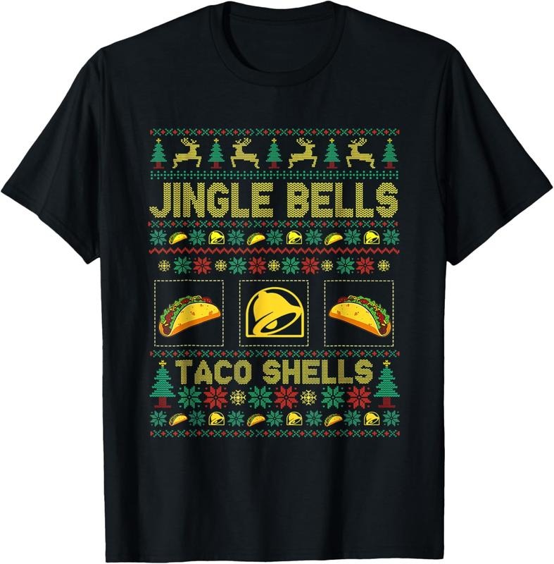 100% Cotton Jingle Bells Taco Shells Funny Ugly Xmas Family T-Shirts, Hoodie, Sweatshirt