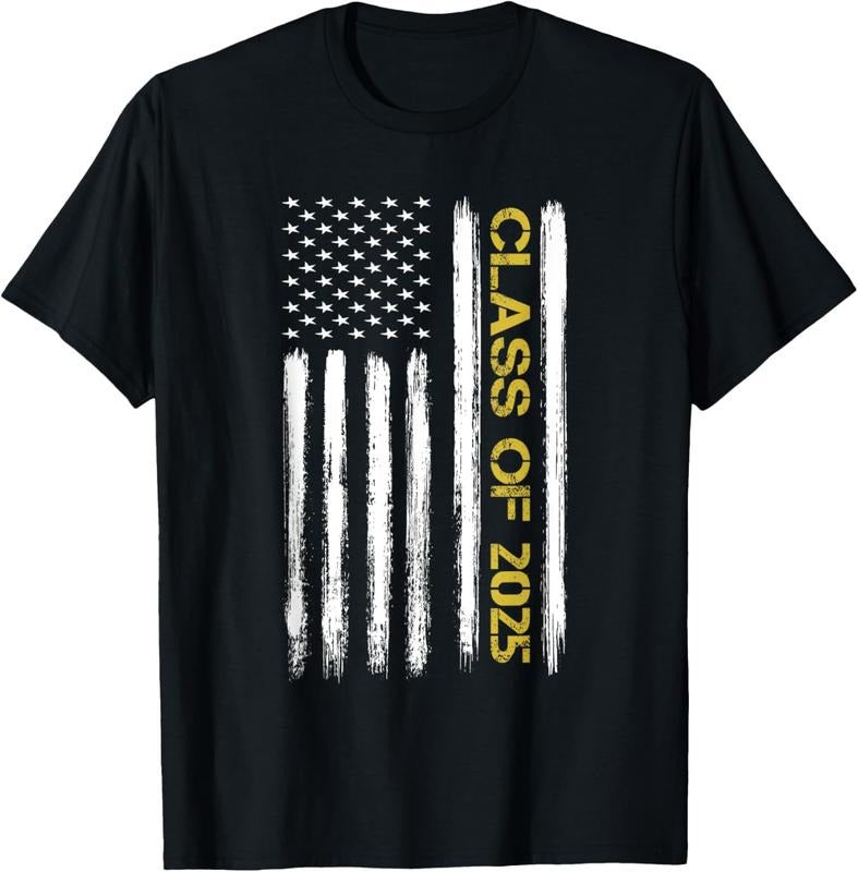 100% Cotton Class 2025 Senior Patriotic American Flag Graduation T-Shirts, Hoodie, Sweatshirt