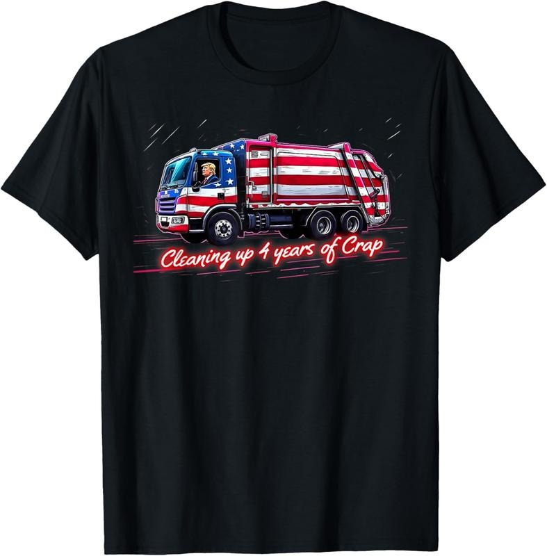 100% Cotton Cleaning Up 4 Year Of Crap Funny Trump Garbage America Flag T-Shirt Hoodie Sweatshirt | PrintMintTees.com
