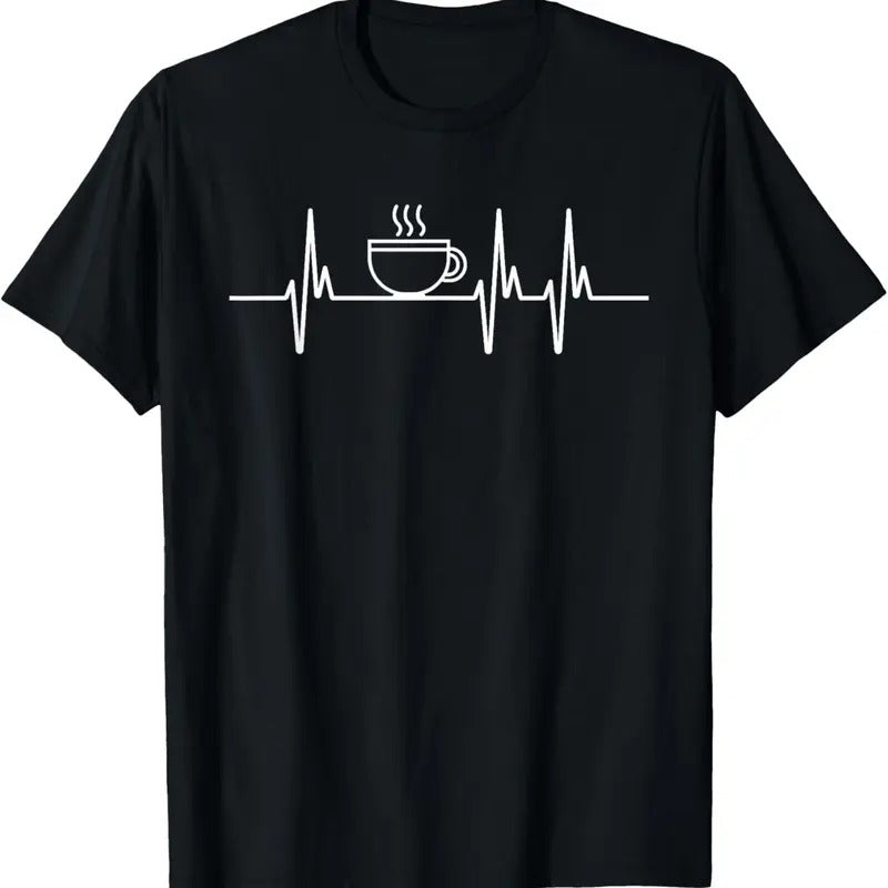 100% Cotton Coffee Heartbeat Funny Coffee Lover Caffeine Joke T-Shirts, Hoodie, Sweatshirt