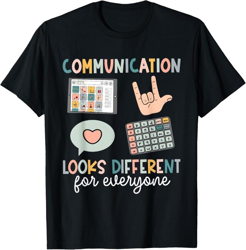 100% Cotton Communication Looks Different For Everyone SPED Teacher ASD T-Shirt Hoodie, Sweatshirt | PrintMintTees.com
