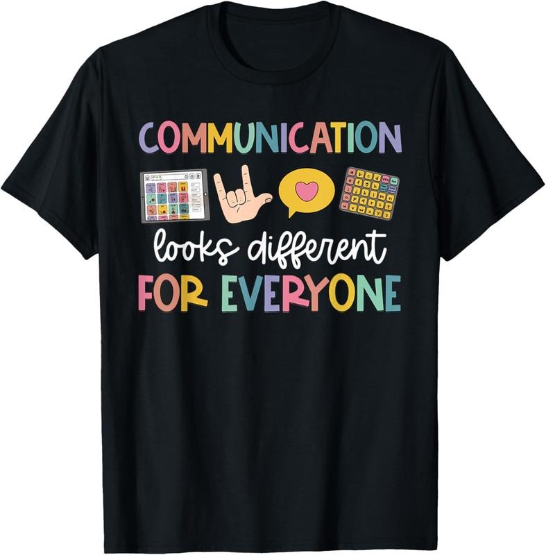 100% Cotton Communication Looks Different For Everyone Speech Therapy T-Shirt Hoodie Sweatshirt | PrintMintTees.com