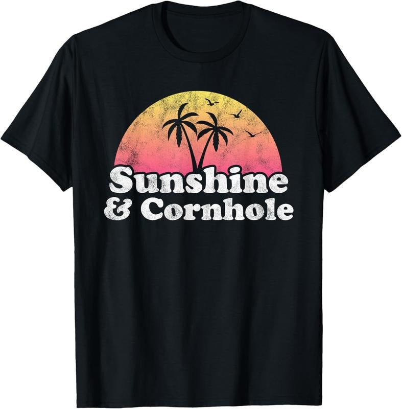 100% Cotton Cornhole Gift - Sunshine and Cornhole T-Shirt Hoodie, Sweatshirt | PrintMintTees.com