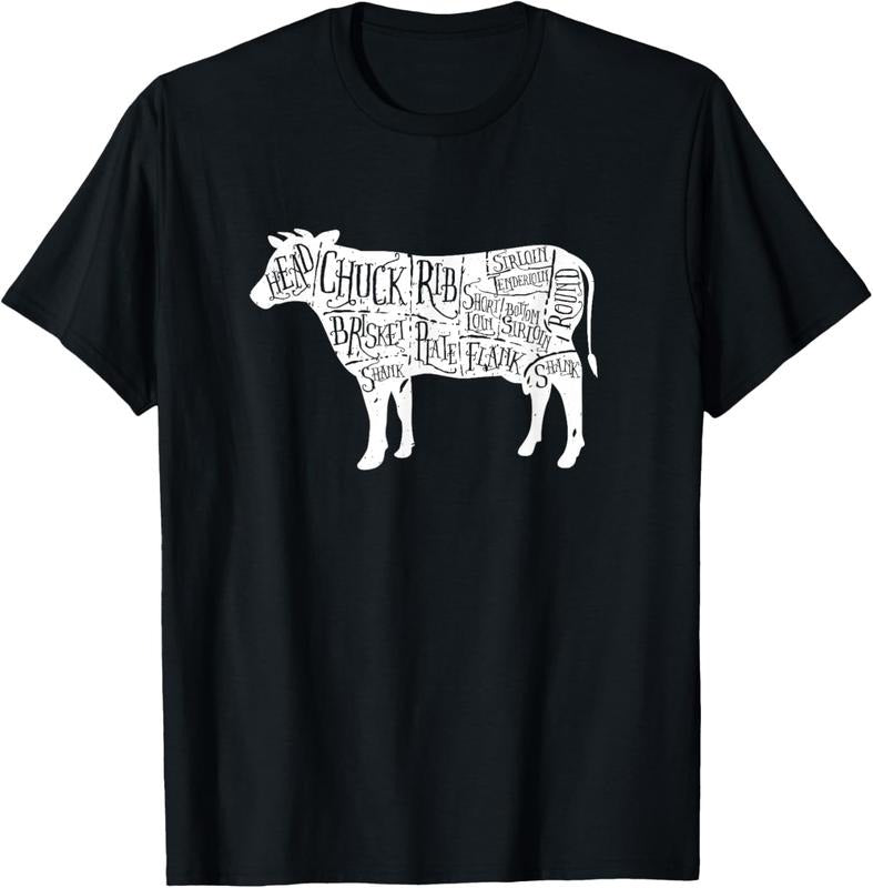 100% Cotton Cow Butcher Tees - Beef Cuts Diagram T-Shirt T-Shirt Hoodie Sweatshirt | PrintMintTees.com