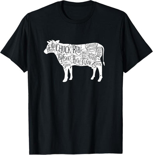 100% Cotton Cow Butcher Tees - Beef Cuts Diagram T-Shirt T-Shirt Hoodie Sweatshirt | PrintMintTees.com