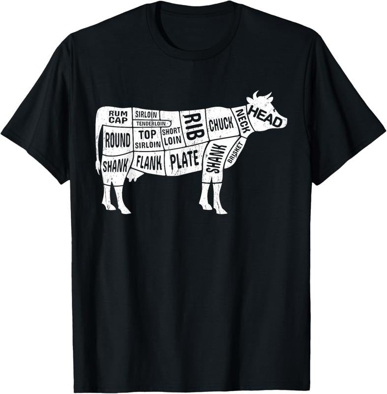 100% Cotton Cow Butcher Tees, Beef Cuts Diagram BBQ meat cuts T-Shirt Hoodie Sweatshirt | PrintMintTees.com
