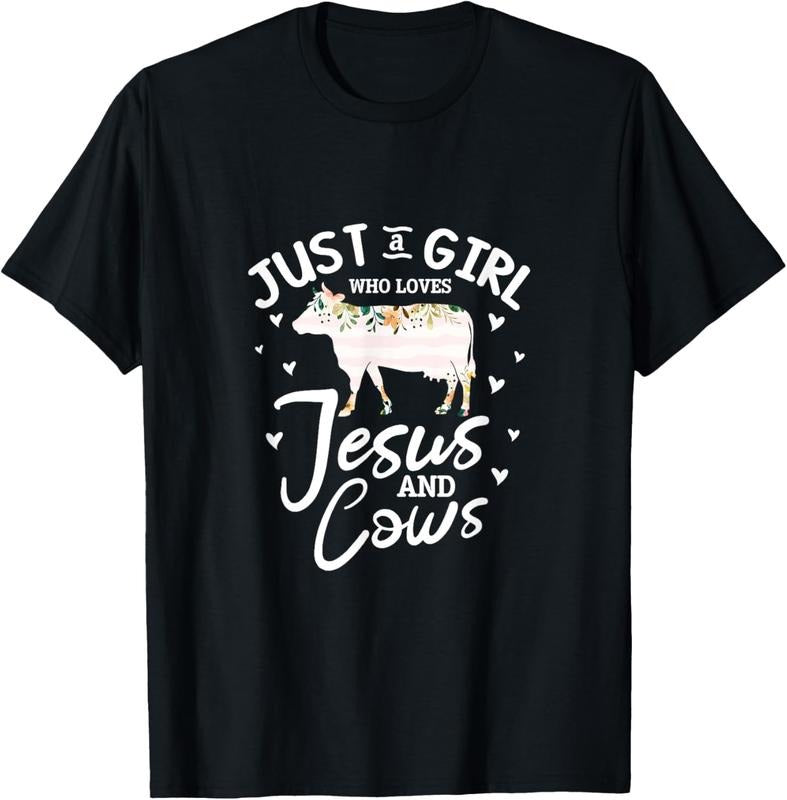 100% Cotton Cow Jesus Christian Just Girl Who Loves Jesus Cows T-Shirts, Hoodie, Sweatshirt