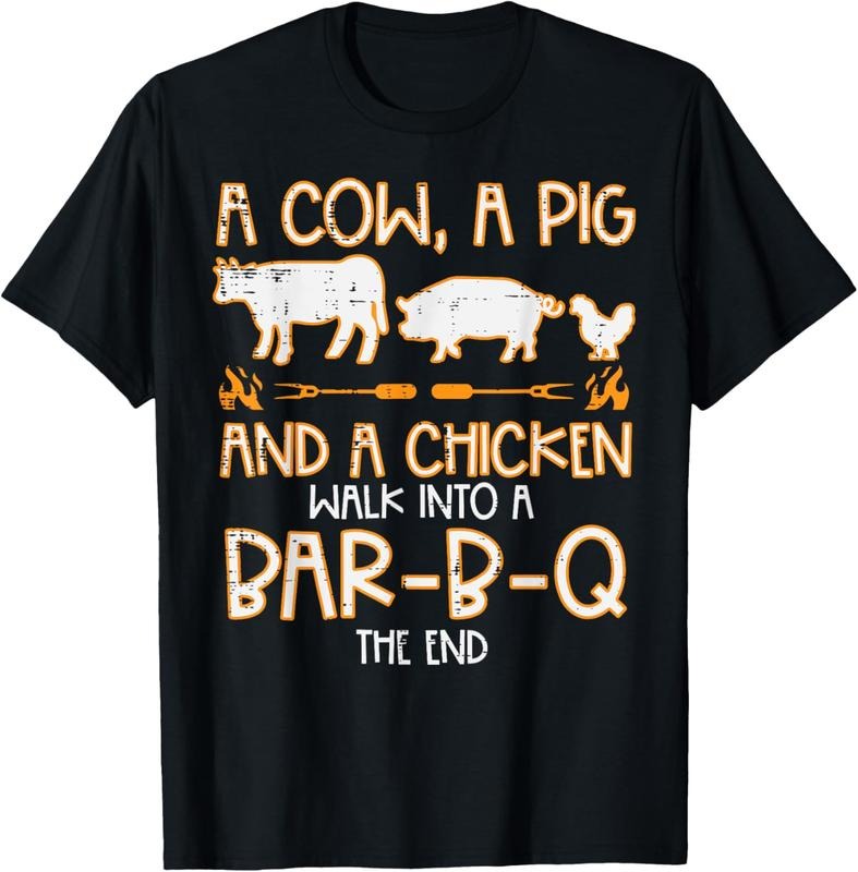100% Cotton Cow Pig Chicken Walk Bar B Q Bbq Barbecue Grilling Men Women T-Shirt Hoodie Sweatshirt | PrintMintTees.com