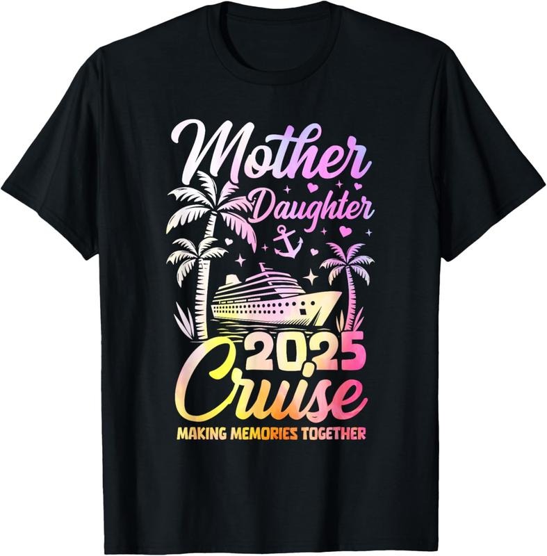 100% Cotton Cruise Mother Daughter Trip 2025 Funny Mom Daughter Vacation T-Shirt Hoodie Sweatshirt | PrintMintTees.com