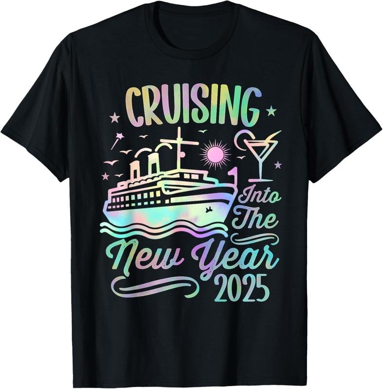 100% Cotton Cruising Into 2025 New Years Eve Party Favors Family Holiday T-Shirt Hoodie, Sweatshirt | PrintMintTees.com