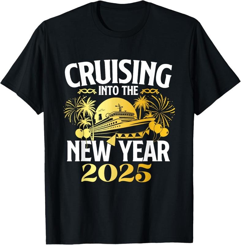 100% Cotton Cruising Into The New Year 2025 - New Year's Eve T-Shirt Hoodie Sweatshirt | PrintMintTees.com