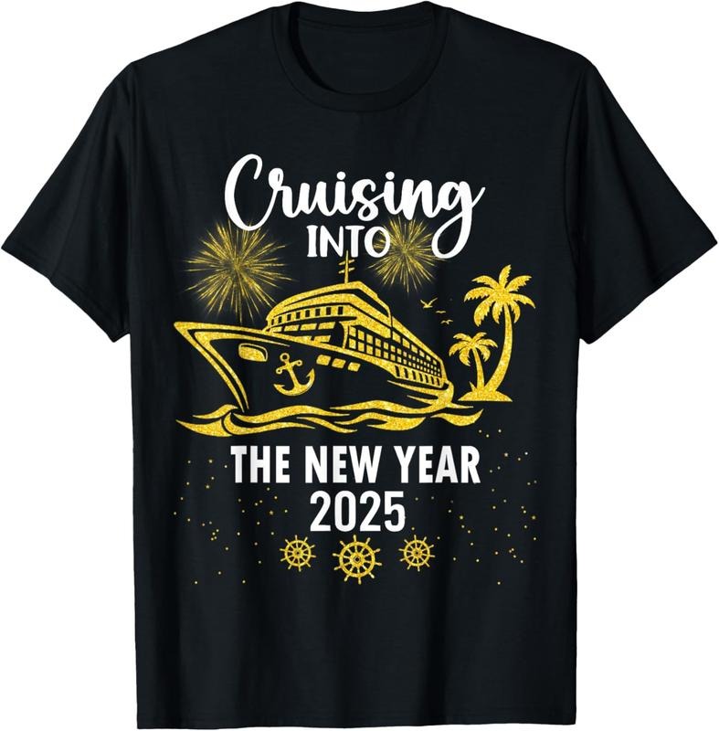 100% Cotton Cruising Into The New Year 2025 T-Shirt Hoodie, Sweatshirt | PrintMintTees.com