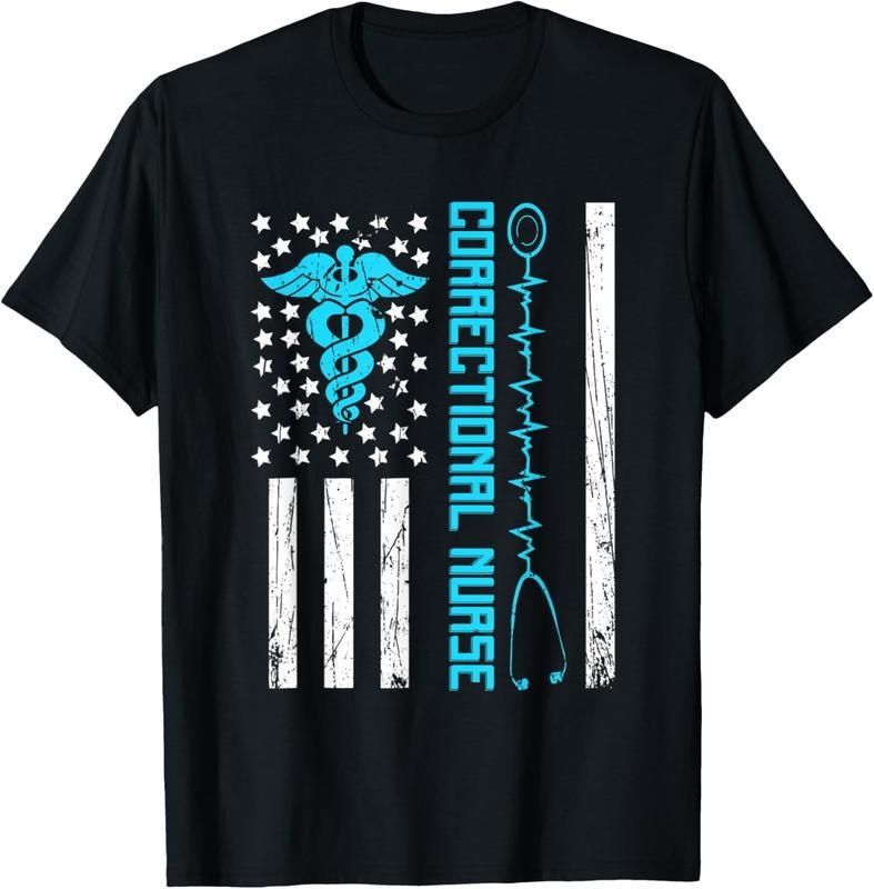 100% Cotton Cute Correctional Nurse Us Flag Nursing Healthcare Nurses T-Shirt Hoodie Sweatshirt | PrintMintTees.com