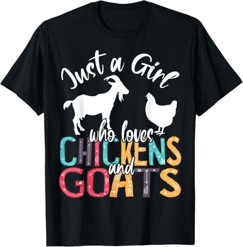 100% Cotton Cute Just A Girl Who Loves Chickens Goats Farmer Girls T-Shirt Hoodie, Sweatshirt | PrintMintTees.com