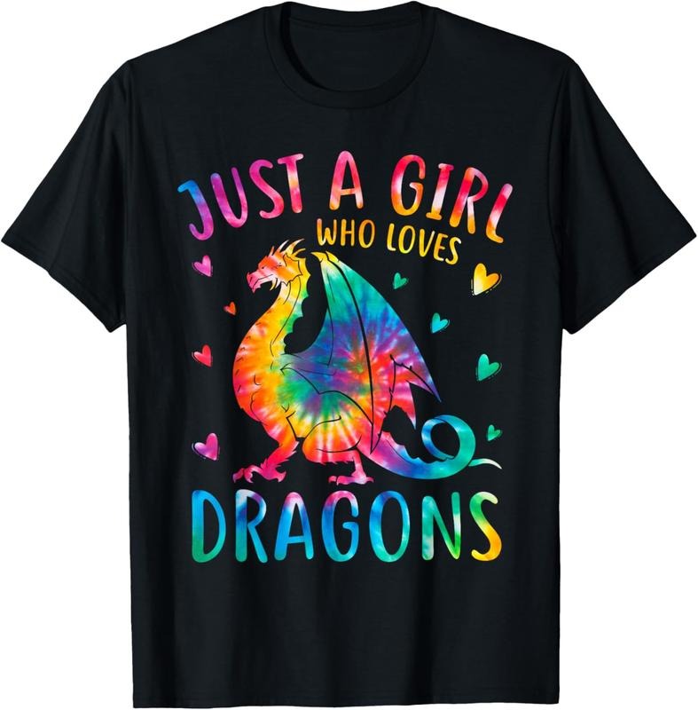 100% Cotton Cute Just Girl Who Loves Dragons Tie Dye Shirt Hoodie Sweatshirt