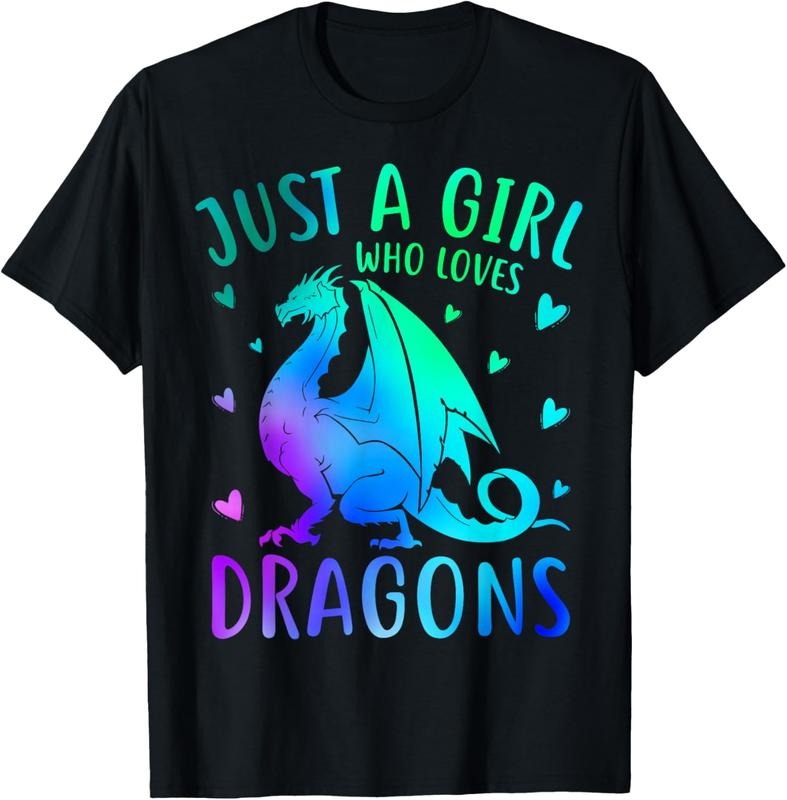 100% Cotton Cute Just A Girl Who Loves Dragons Women and Girls T-Shirt Hoodie, Sweatshirt | PrintMintTees.com