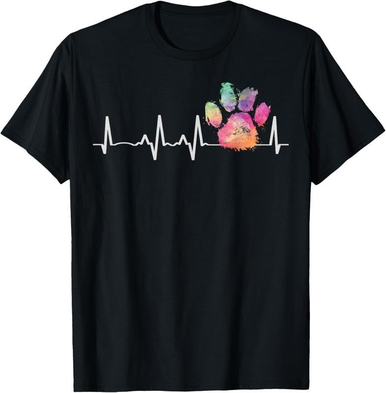 100% Cotton Cute Veterinarian Gift Rainbow Paw Print Heartbeat Vet Tech T-Shirt Hoodie, Sweatshirt | PrintMintTees.com