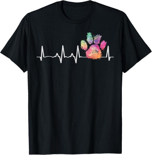 100% Cotton Cute Veterinarian Gift Rainbow Paw Print Heartbeat Vet Tech T-Shirt Hoodie, Sweatshirt | PrintMintTees.com