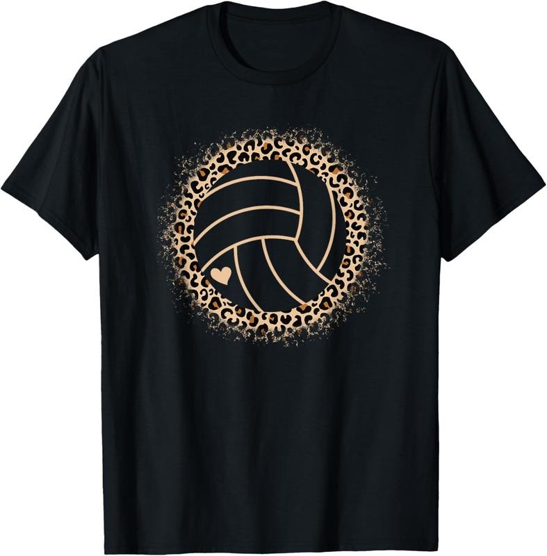 100% Cotton Cute Volleyball Leopard Print Women Girls Volleyball Lover T-Shirt Hoodie Sweatshirt | PrintMintTees.com