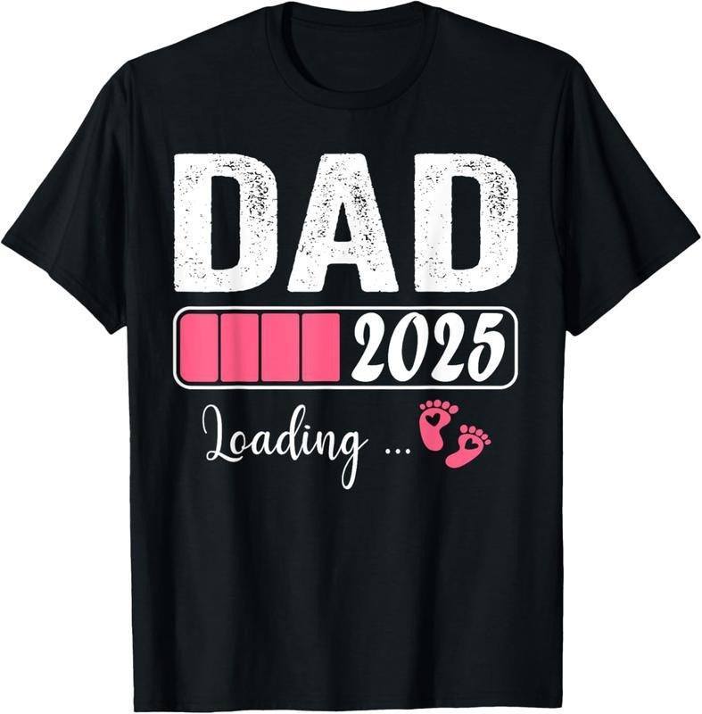 100% Cotton Dad 2025 Loading It's a Girl  Pregnancy Announcement T-Shirt Hoodie Sweatshirt | PrintMintTees.com