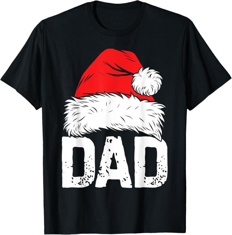 100% Cotton Dad Santa Christmas Family Matching Pajamas Papa Xmas Father Short Sleeve T-Shirt Hoodie Sweatshirt