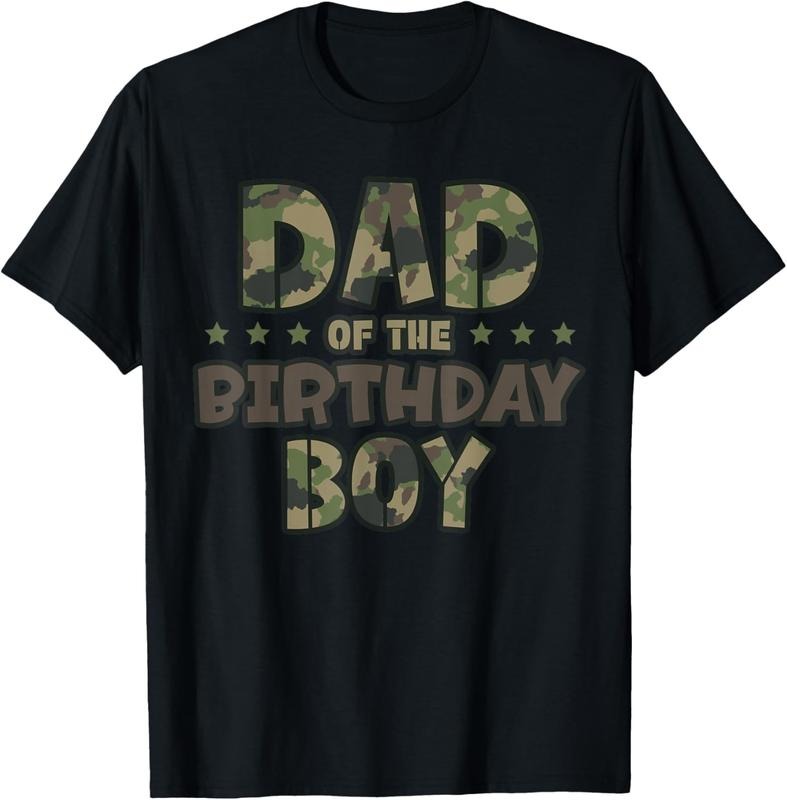100% Cotton Dad of the Birthday Boy Camo Mother's Matching Family Party T-Shirt Hoodie Sweatshirt | PrintMintTees.com