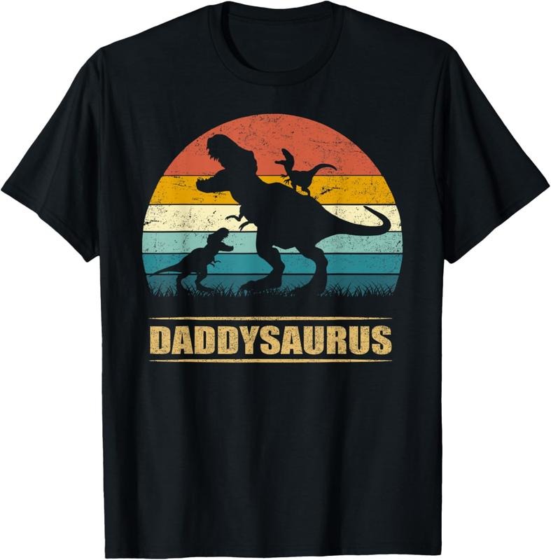 100% Cotton Daddy Dinosaur Daddysaurus 2 Two  Funny Father's Day dad T-Shirt Hoodie Sweatshirt | PrintMintTees.com
