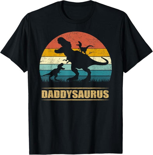 100% Cotton Daddy Dinosaur Daddysaurus 2 Two  Funny Father's Day dad T-Shirt Hoodie Sweatshirt | PrintMintTees.com