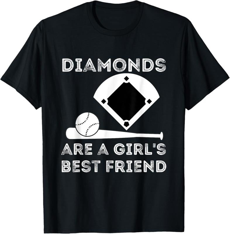 100% Cotton Diamonds Are A Girl's Best Friend - Baseball & Softball Fan T-Shirt Hoodie, Sweatshirt | PrintMintTees.com