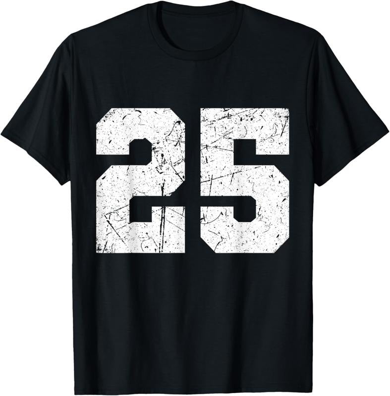 100% Cotton Distressed Worn Out Style Front Jersey Number 25 T-Shirt Hoodie, Sweatshirt | PrintMintTees.com