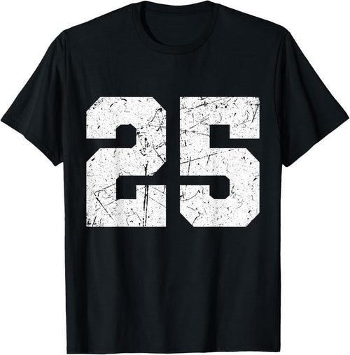 100% Cotton Distressed Worn Out Style Front Jersey Number 25 T-Shirt Hoodie, Sweatshirt | PrintMintTees.com