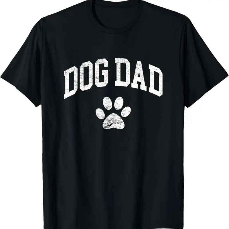 100% Cotton Dog Dad - Distressed Design Style - Funny Dog Paw - Classic T-Shirt Hoodie Sweatshirt | PrintMintTees.com