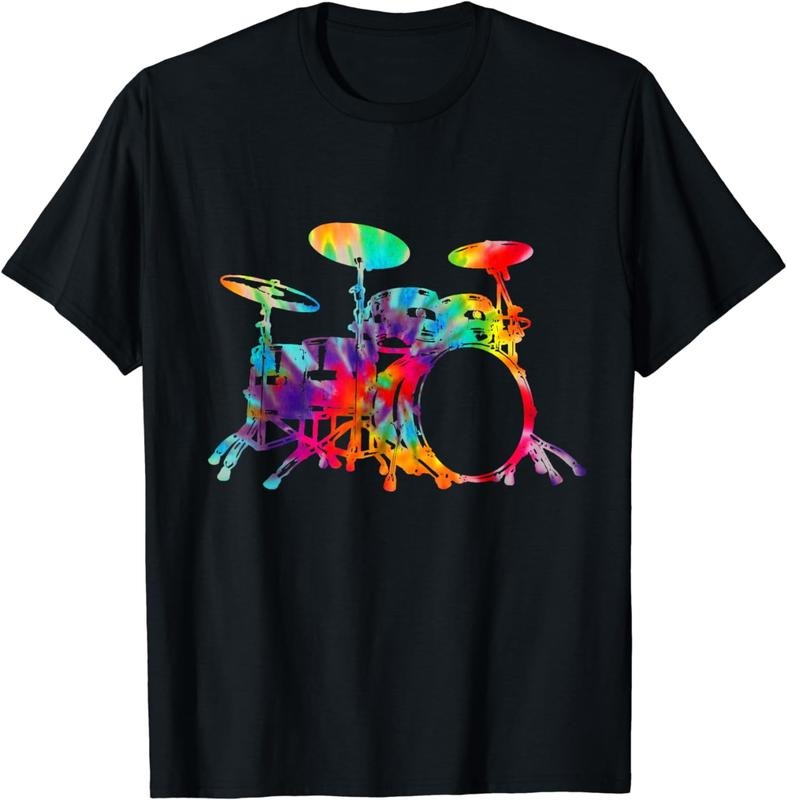 [100% Cotton]Drummer Tie Dye Drum Set Drums Drumming Vintage T-Shirt Hoodie Sweatshirt | PrintMintTees.com