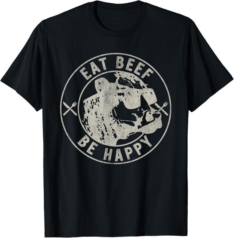 100% Cotton Eat Beef Be Happy Funny Heifer Cow Farmer T-Shirt Hoodie Sweatshirt | PrintMintTees.com