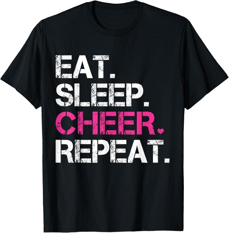 100% Cotton Eat Sleep Cheer Repeat Cheerleading TShirt Cheerleader Gifts T-Shirt Hoodie, Sweatshirt | PrintMintTees.com