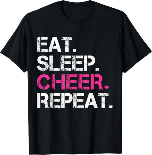 100% Cotton Eat Sleep Cheer Repeat Cheerleading TShirt Cheerleader Gifts T-Shirt Hoodie, Sweatshirt | PrintMintTees.com