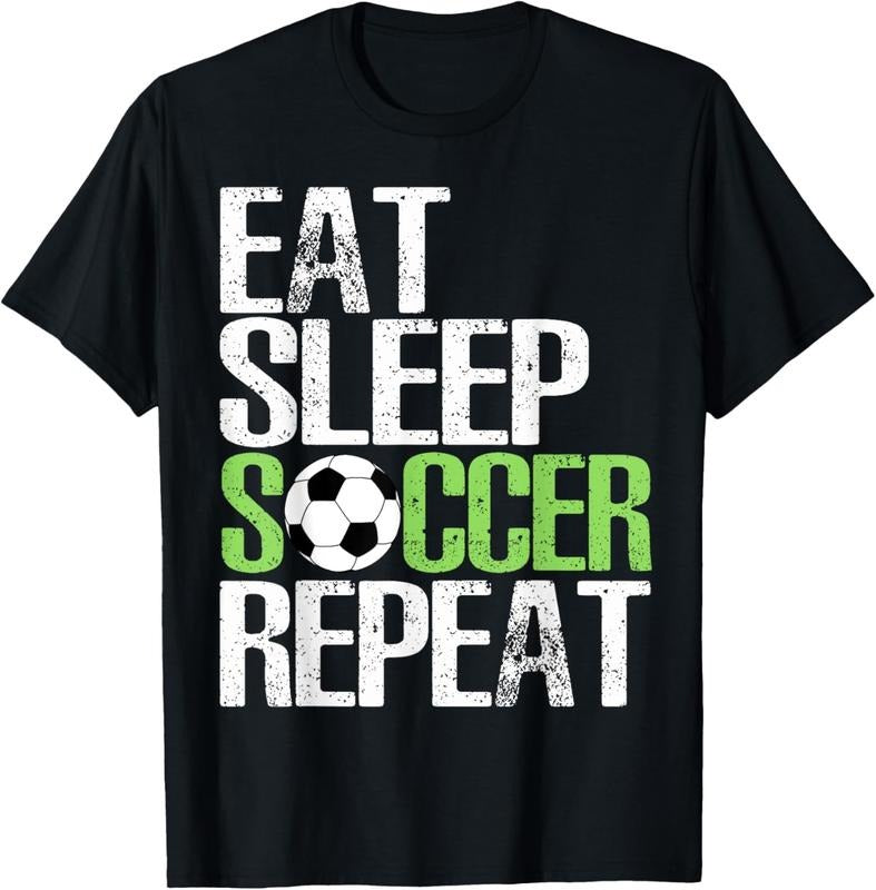 100% Cotton Eat Sleep Soccer Repeat Cool Sport Player Gift T-Shirt Hoodie Sweatshirt | PrintMintTees.com