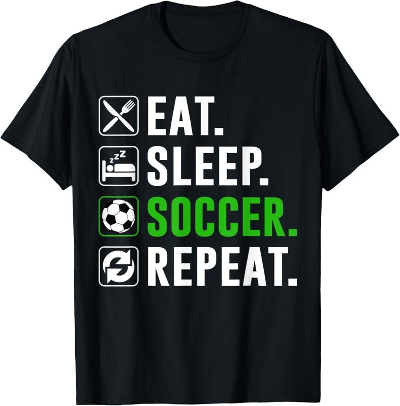 100% Cotton Eat Sleep Soccer Repeat Funny Soccer Player T-Shirt Hoodie, Sweatshirt | PrintMintTees.com