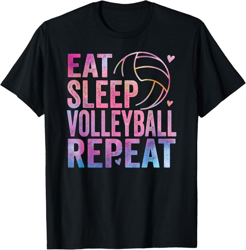 100% Cotton Eat Sleep Volleyball Repeat Colorful Teen T-Shirts, Hoodie, Sweatshirt