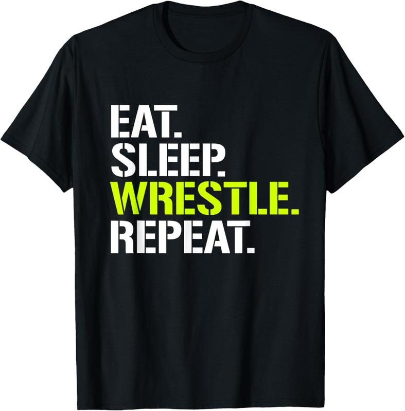 100% Cotton Eat Sleep Wrestle Shirt Repeat - Cool Wrestling T Shirt Hoodie Sweatshirt | PrintMintTees.com