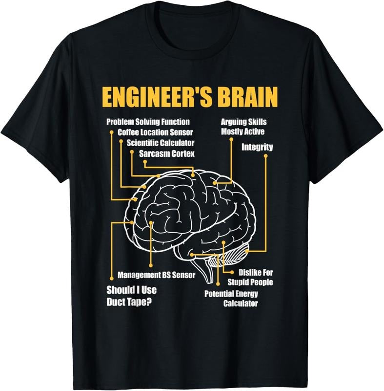 100% Cotton Engineer's Brain - Funny Sarcastic Engineering Gift Short Sleeve T-Shirt Hoodie, Sweatshirt | PrintMintTees.com