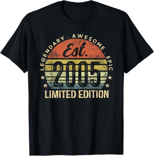 100% Cotton Est 2005 Limited Edition 19th Birthday Gifts 19 Year Old T-Shirt Hoodie Sweatshirt | PrintMintTees.com